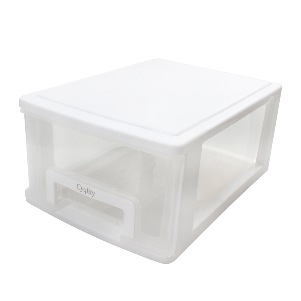 Cyqlity Stackable Desktop Organizer Drawer, Clear Plastic Storage Box for Office Supplies, Non-metal storage boxes for general use, Perfect for Desk, Stationery, and Small Parts Organization