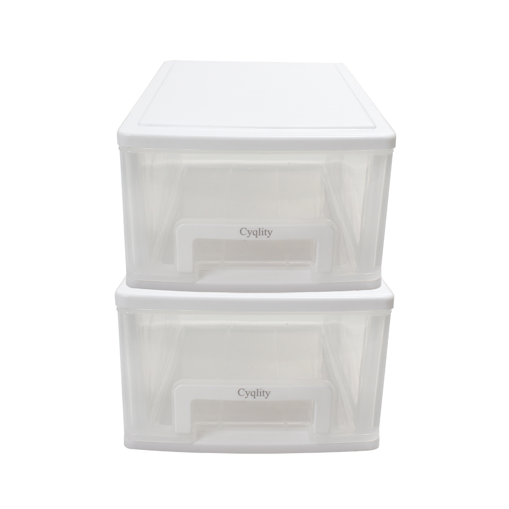 Cyqlity Stackable Desktop Organizer Drawer, Clear Plastic Storage Box for Office Supplies, Non-metal storage boxes for general use, Perfect for Desk, Stationery, and Small Parts Organization