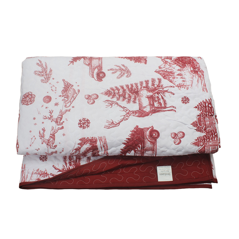 DreLunis Farmhouse Christmas Bed Quilt with Vintage Truck & Tree Pattern, Soft Lightweight Reversible Coverlet for Seasonal Comfort