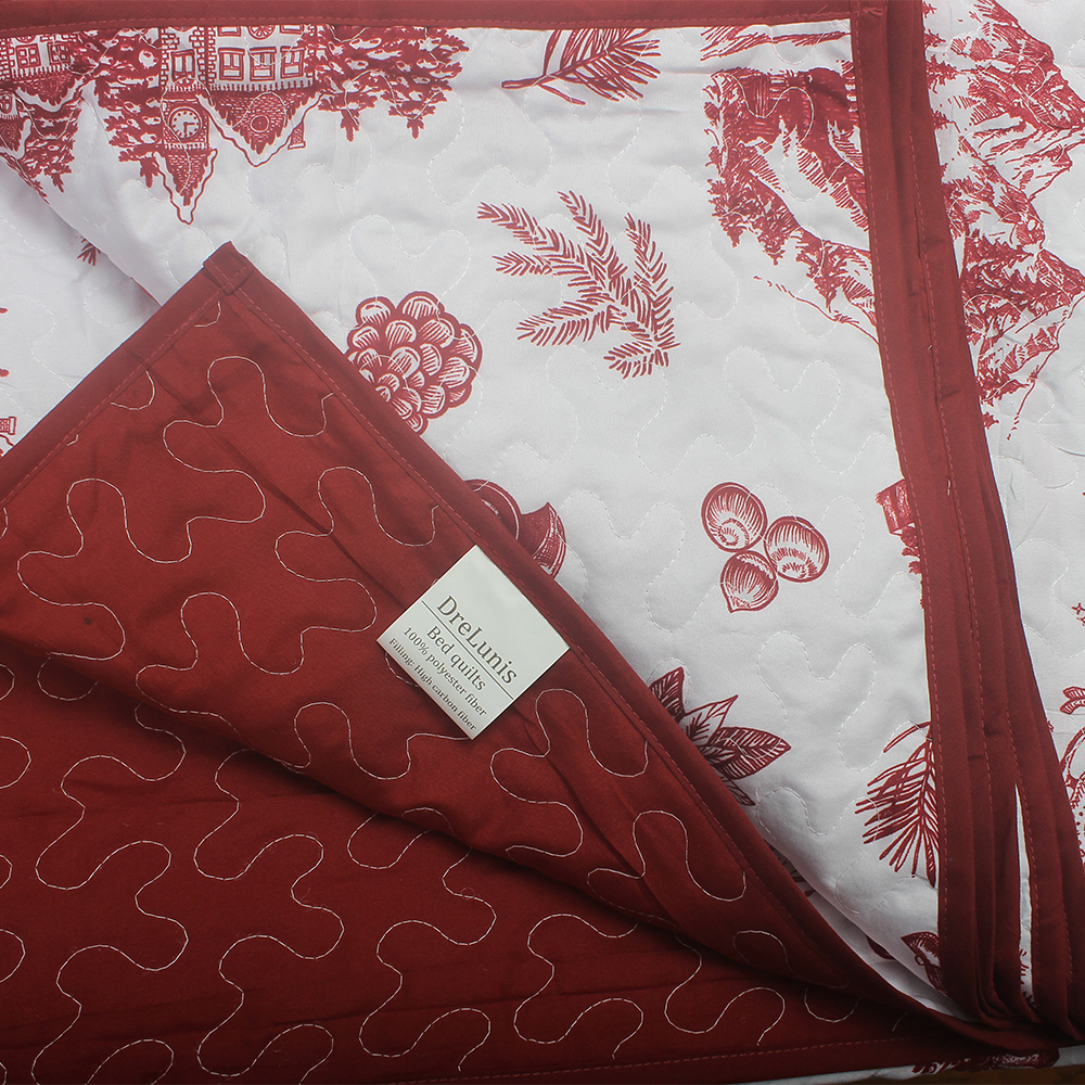 DreLunis Farmhouse Christmas Bed Quilt with Vintage Truck & Tree Pattern, Soft Lightweight Reversible Coverlet for Seasonal Comfort