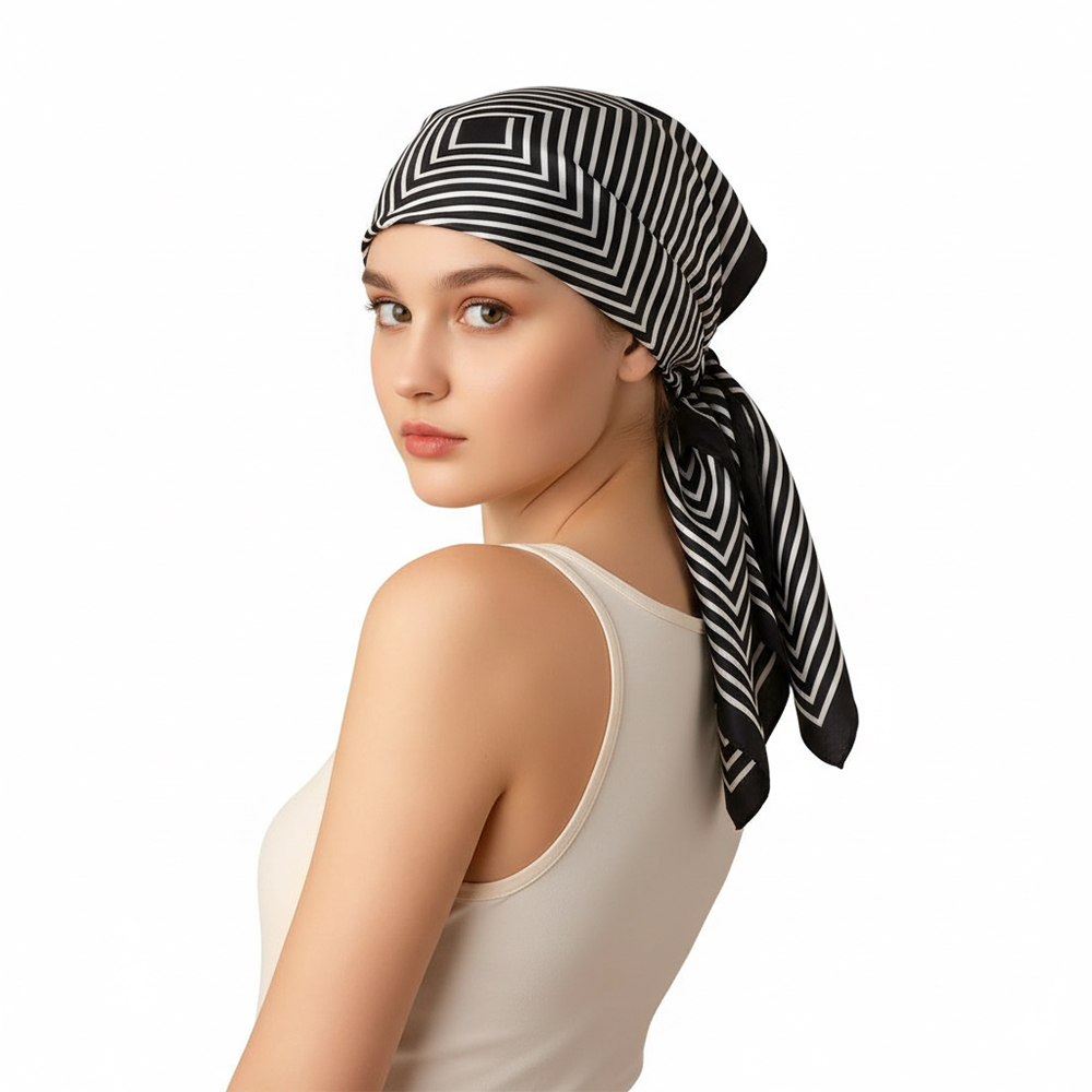 Stology Soft Breathable Versatile Striped Silk Head Scarves for Women- Perfect Hair Accessory for Outdoors, Beach & Casual Outings