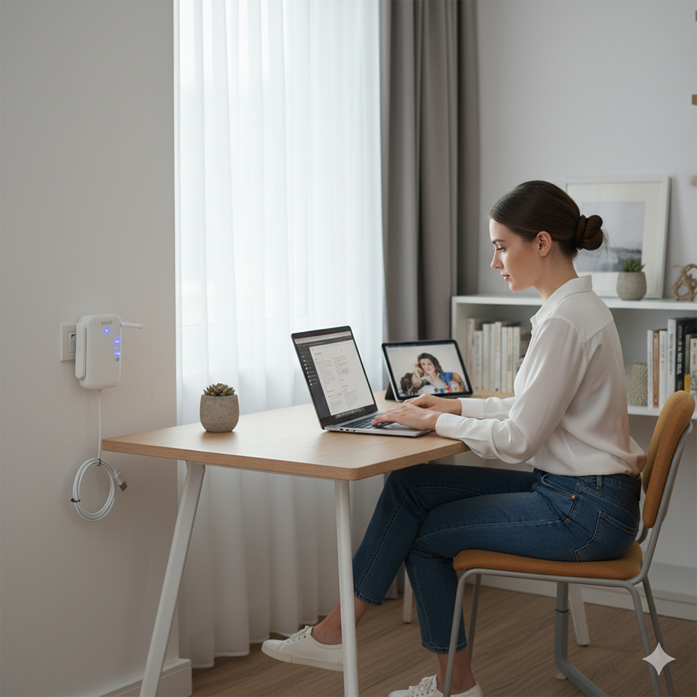 dnjvnd Computer Hardware, Namely, Wireless Network Repeater: dnjvnd WiFi Range Extender for Large Homes, Offices & Outdoor Areas, Universal Compatibility