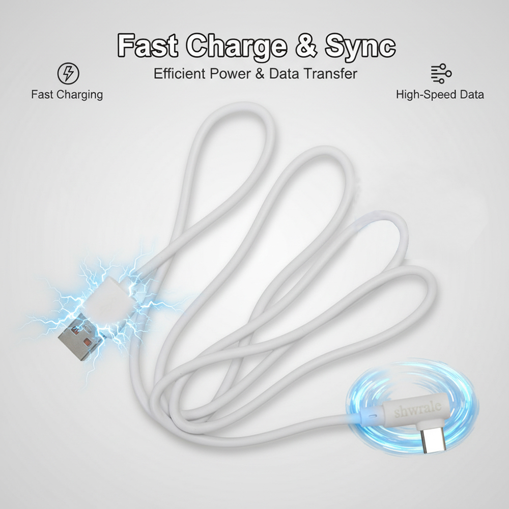 shwrale 6A USB C Fast Charger Cable for Cell Phones, 3FT Right Angle Type C Charging Cord for Gaming & Everyday Use