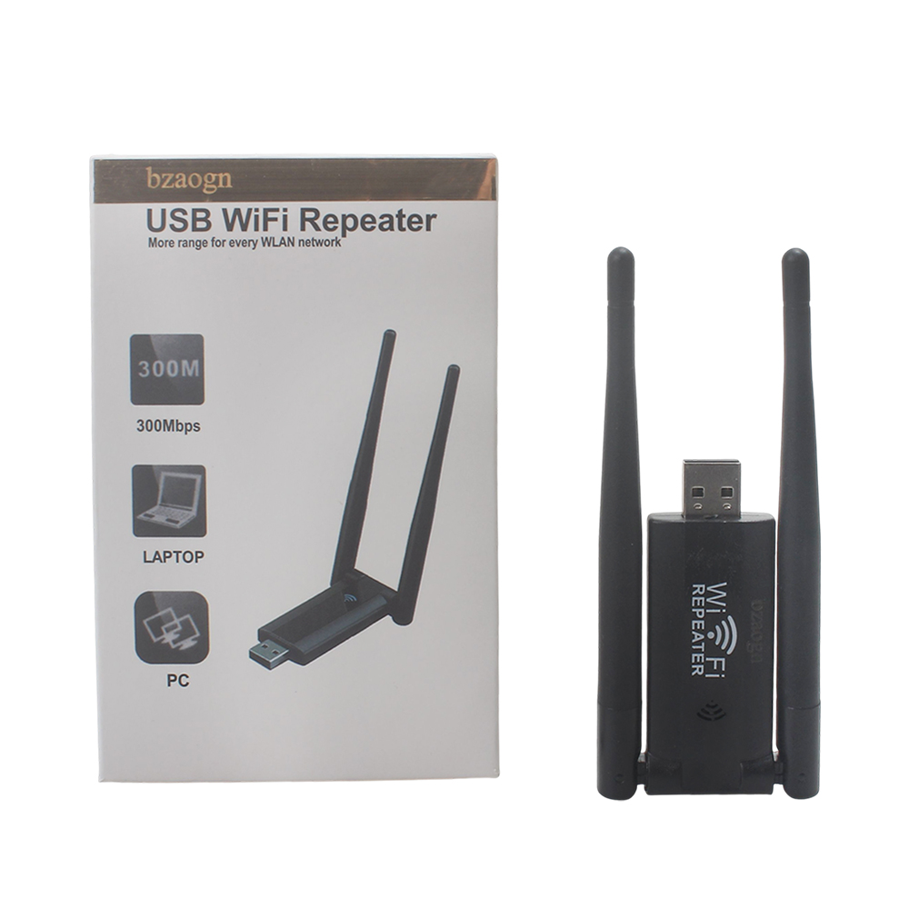 bzaogn USB WiFi Repeater - Wireless Network Extender for Laptops & PCs, 300Mbps Computer Hardware Signal Booster for Home and Office