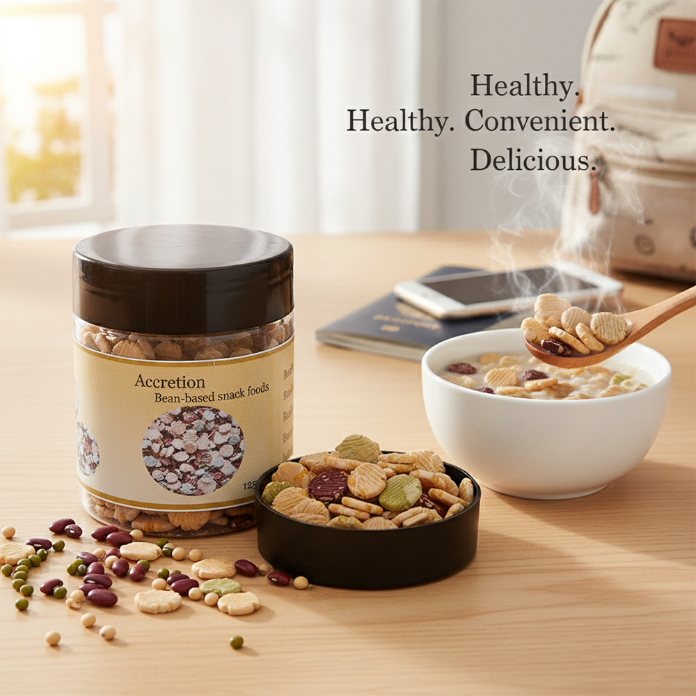 Accretion Red beans, soybeans, mung beans, ready to eat snacks - can be brewed as a healthy breakfast cereal substitute, suitable for busy life and travel -125ml sealed jar