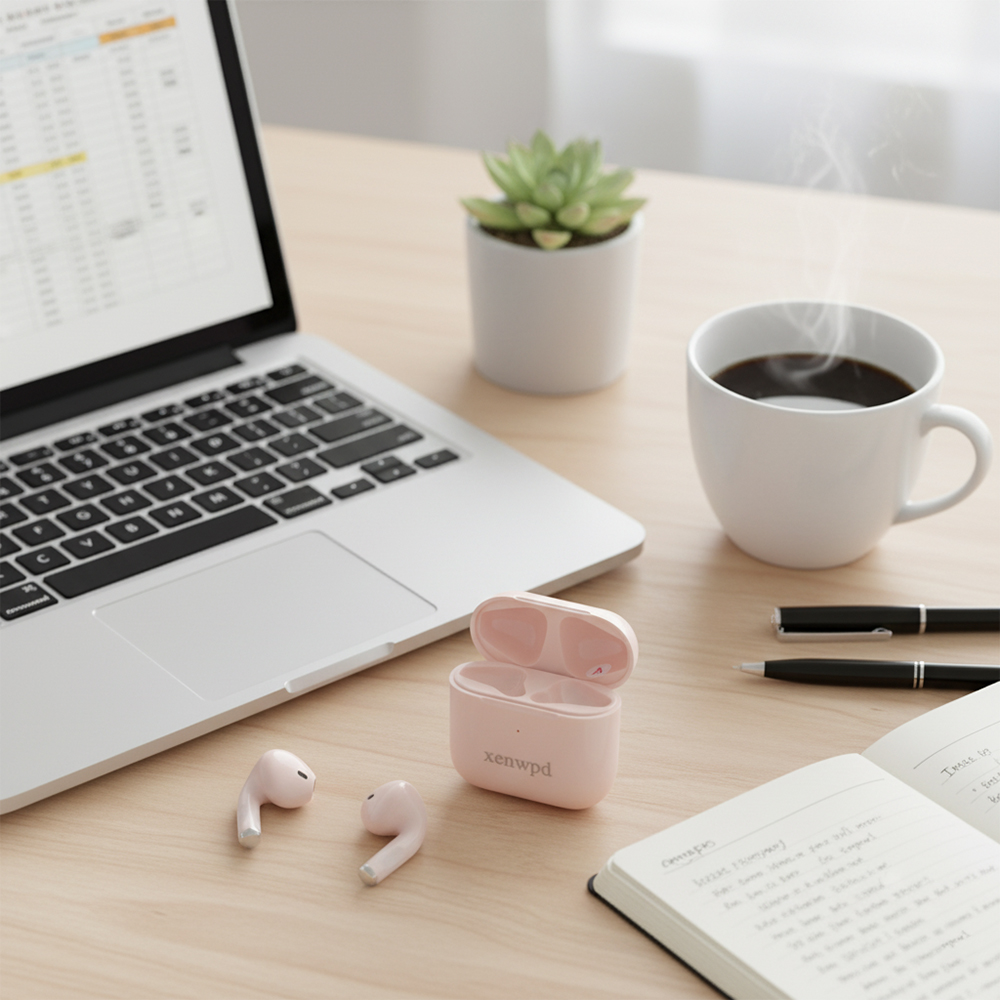 xenwpd Wireless Bluetooth Earphones, Bluetooth 5.3 Noise Reduction Earbuds for Daily Commute & Leisure Use (Pink)