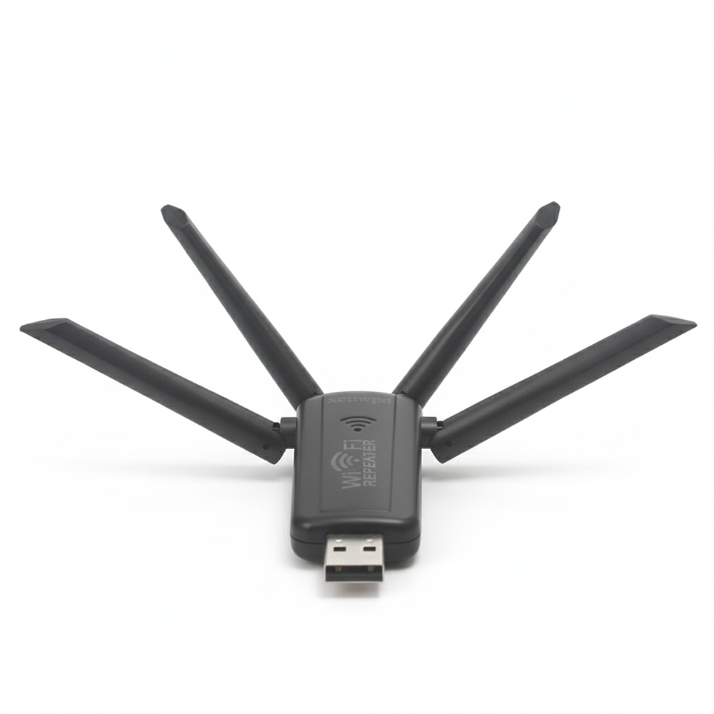 Xenwpd Computer hardware-wireless network repeaters, 300Mbps 4 Antennas USB WiFi Extender, Plug-and-Play for Home, Office and Travel