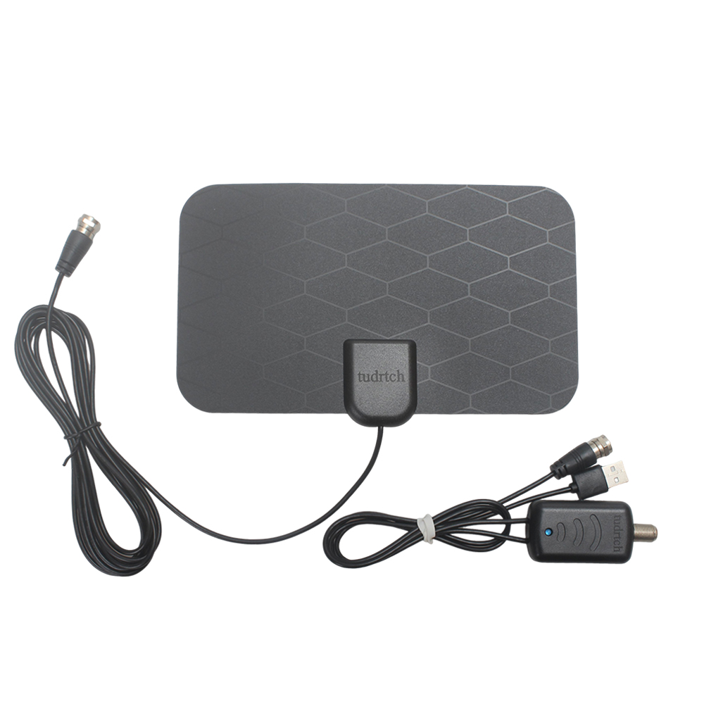 tudrtch Ultra-Thin Television aerials for Digital TV, Amplified HDTV Antenna Long Range Reception, Honeycomb Pattern Design, Easy Setup for Window or Wall in Office and Home