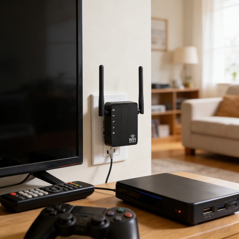 VOODA Secure 300Mbps Wireless-N Repeater, Computer Hardware for Business & Personal Use, Stable WiFi Range Extender for Multiple Devices.