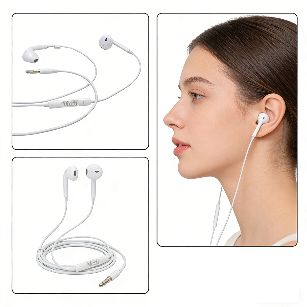 VOODA 3.5mm In-Ear Earphones - Wired Headphones with Volume Control & Microphone for Mobile phones/MP3/laptops/tablets and Most 3.5mm Jack Devices