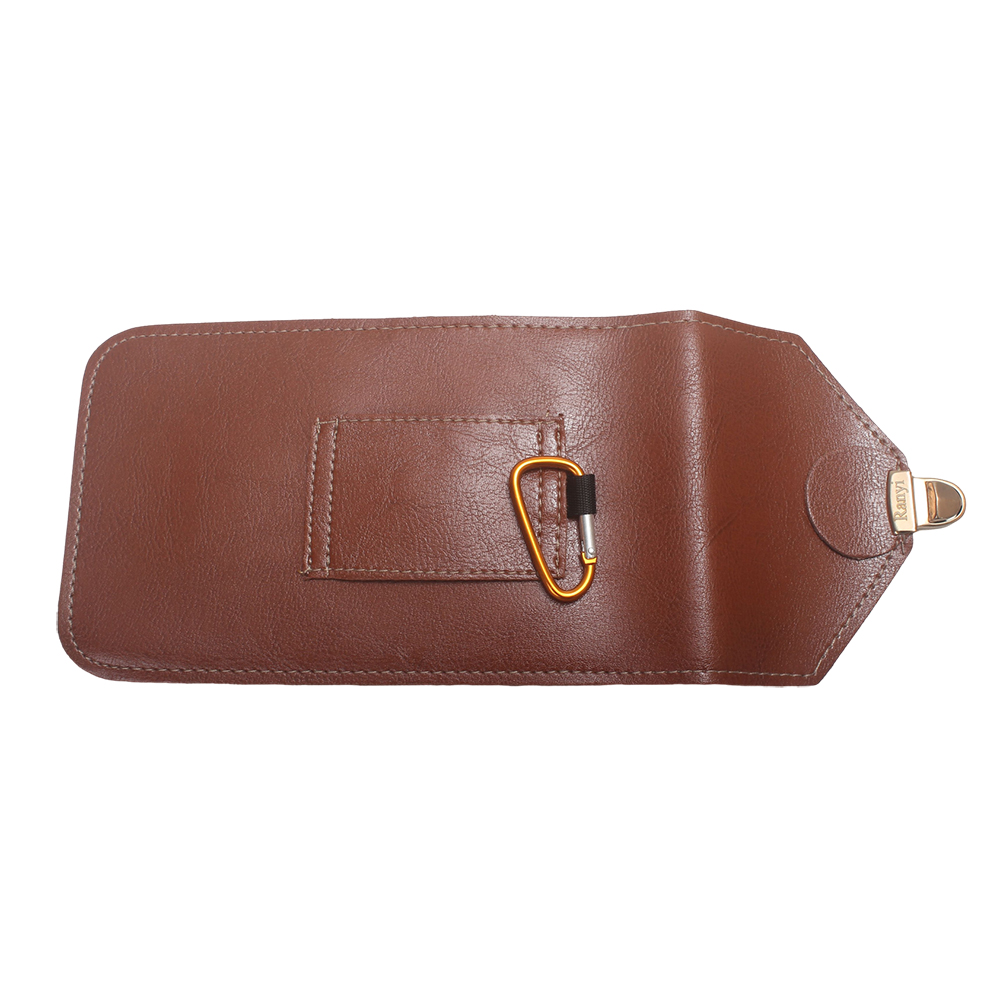 Ranyi Universal PU Leather Phone Holster with Belt Loop & Carabiner, Durable Cases for Smartphones Pouch for Hiking, Camping, and Construction Work (Brown)