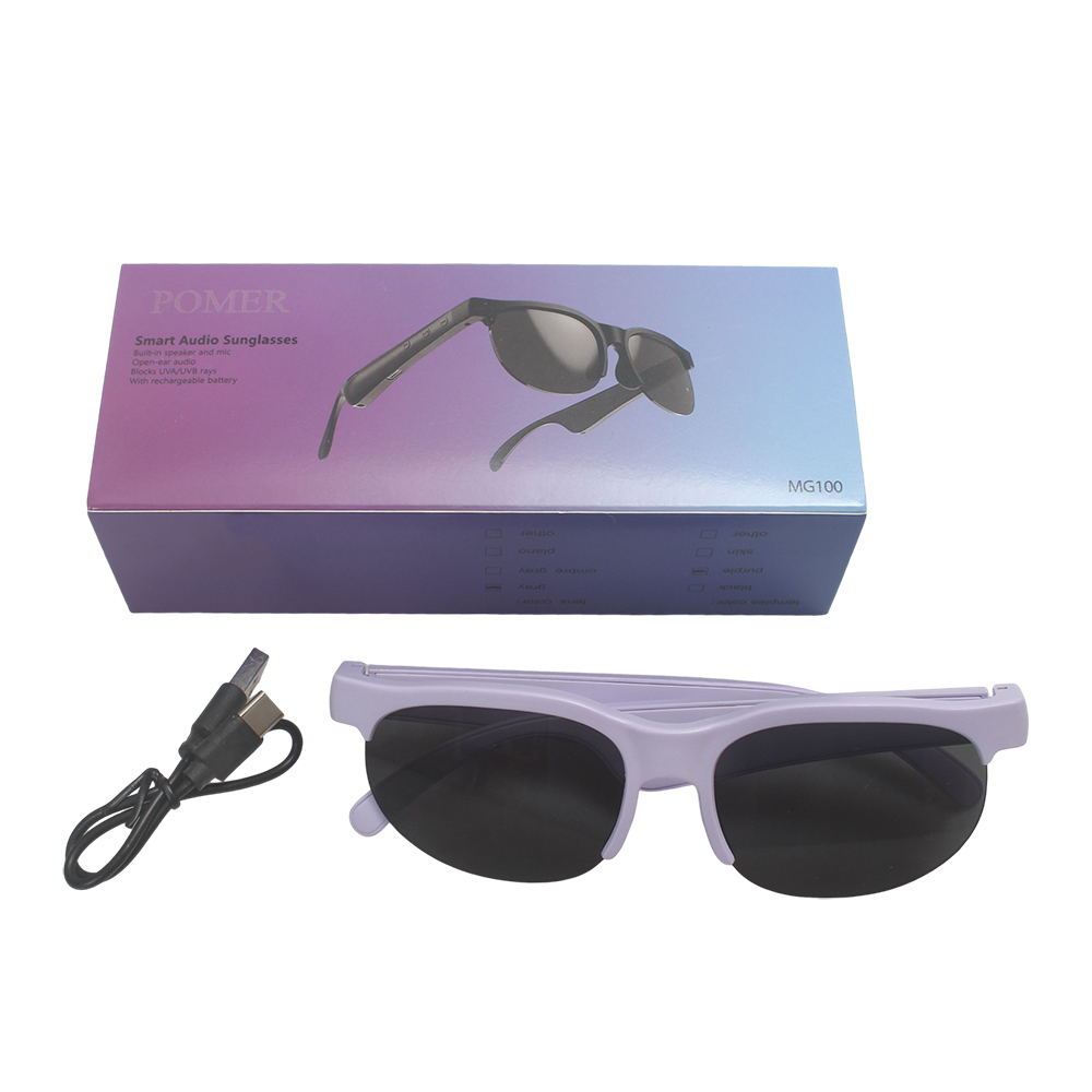 POMER Polarized Smartglasses with Bluetooth 5.0, Smart Audio Sunglasses Blocks UVA/UVB Rays, Rechargeable Open-Ear Music Glasses for Beach, Vacation and Golf