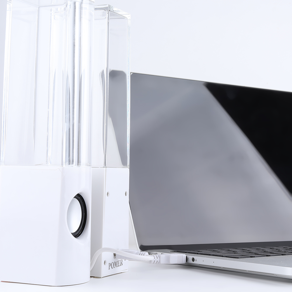 POMER POMER Water Dancing Speakers - USB Powered LED Fountain Loudspeakers with 3.5mm Audio Jack for PC, Laptop, and Desktop Computer Home Office Setup