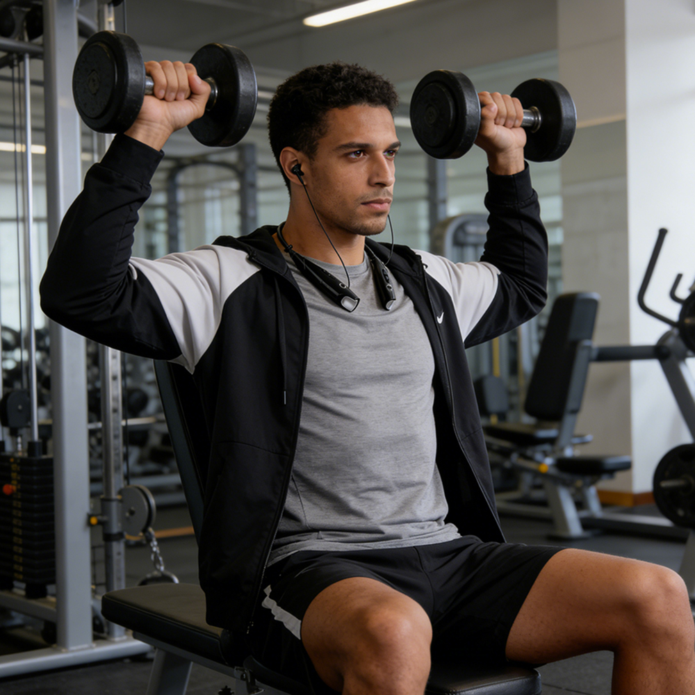 POMER Sport Bluetooth Headphones Wireless, Around the Neck Design with Hi-Fi Stereo Sound, Sweat Resistant In-Ear Earbuds for Jogging, Hiking, and Outdoor Activities