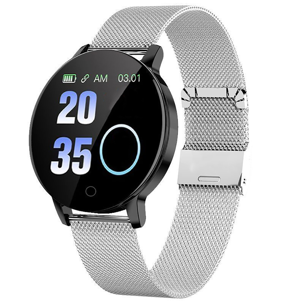 POMER Smartwatches for Women Men, All-day Activity Tracker with Sleep Monitor, Silver Stainless Steel Mesh Band Smart Watch, Ideal Birthday Gift for Family, Suitable for Travel, Party and Daily Life