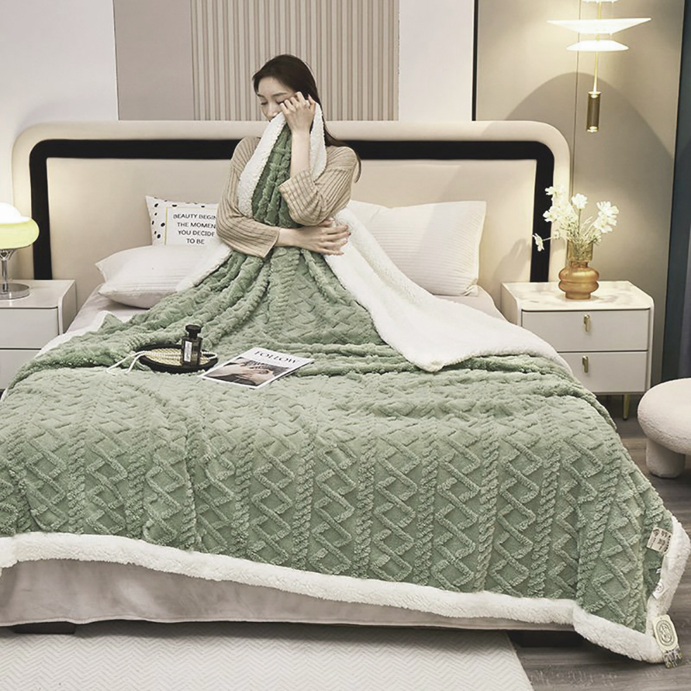 DECMAY Ultra Soft Sherpa Fleece Bed Blankets, Heavyweight Warm Cozy Fuzzy Throw for Cold Weather, Textured Bedding Blanket for Snuggling on Sofa, Nap, Camping or Christmas Gift