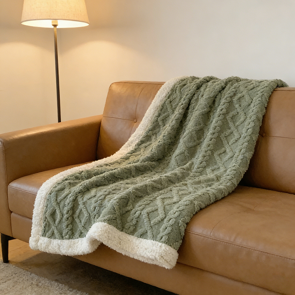 DECMAY Ultra Soft Sherpa Fleece Bed Blankets, Heavyweight Warm Cozy Fuzzy Throw for Cold Weather, Textured Bedding Blanket for Snuggling on Sofa, Nap, Camping or Christmas Gift