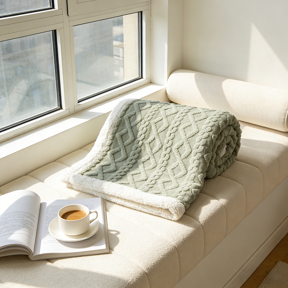 DECMAY Ultra Soft Sherpa Fleece Bed Blankets, Heavyweight Warm Cozy Fuzzy Throw for Cold Weather, Textured Bedding Blanket for Snuggling on Sofa, Nap, Camping or Christmas Gift