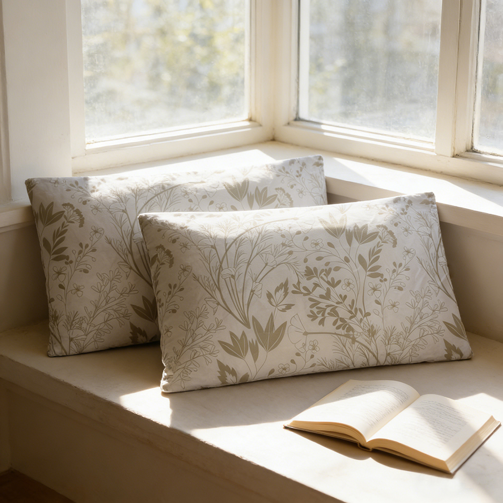 DECMAY 25"x35" Botanical Pattern Pillowcases Standard Size, Soft Floral Pillow Covers with Envelope Closure, Perfect Housewarming Gift for New Home and Bedroom