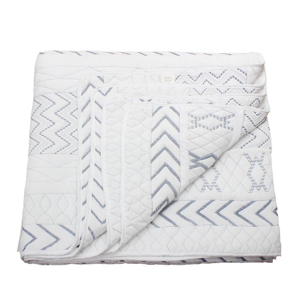 DECMAY Three piece geometric pattern breathable ultra-fine fiber bed cover, suitable for rural style home decoration and bedroom decoration