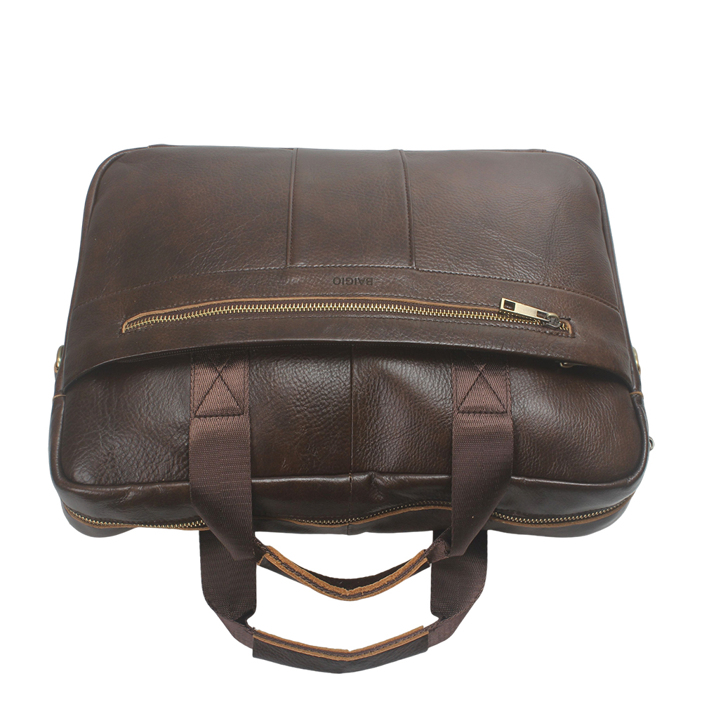 BAIGIO Men's Leather Briefcases, Vintage Cowhide Business Laptop Tote Bag, Large Capacity Attache Case for Office Professionals, Ideal Gift for Men in Business Meetings and Daily Commute