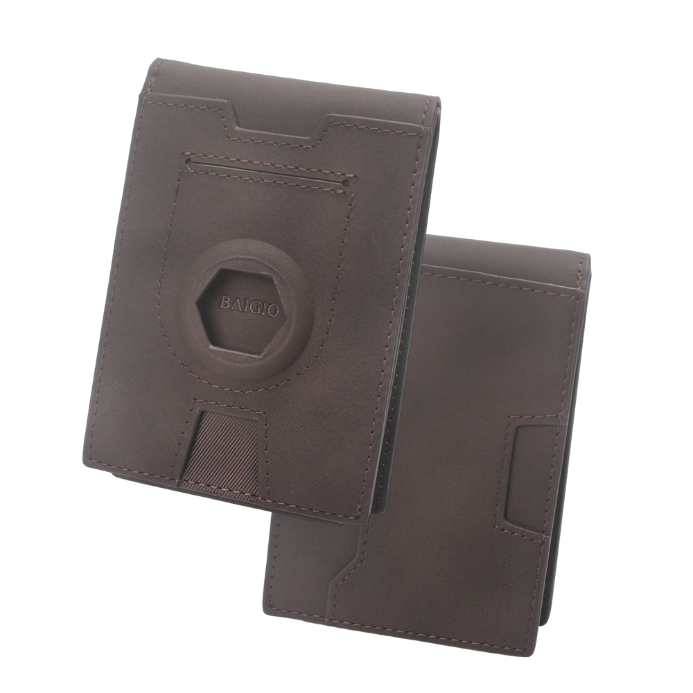 BAIGIO Minimalist Bifold Wallet, Slim Wallets including card holders with Integrated AirTag Slot, Stylish Credit Card Organizer for Office and Commuting