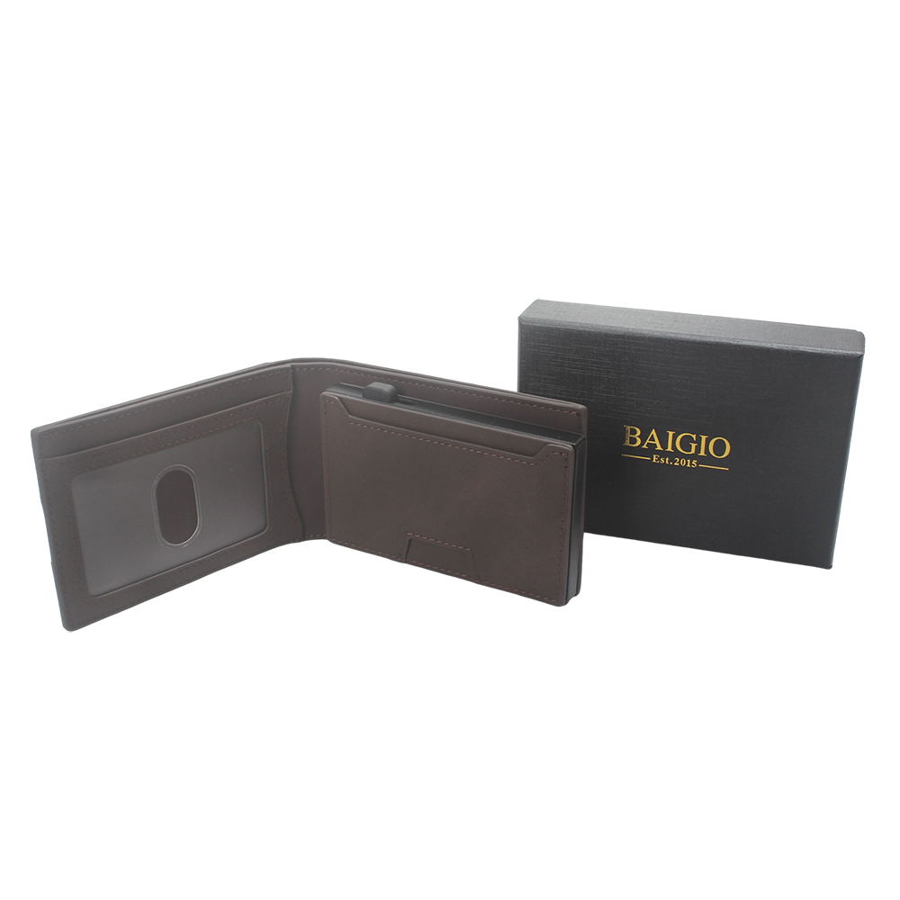 BAIGIO Minimalist Bifold Wallet, Slim Wallets including card holders with Integrated AirTag Slot, Stylish Credit Card Organizer for Office and Commuting