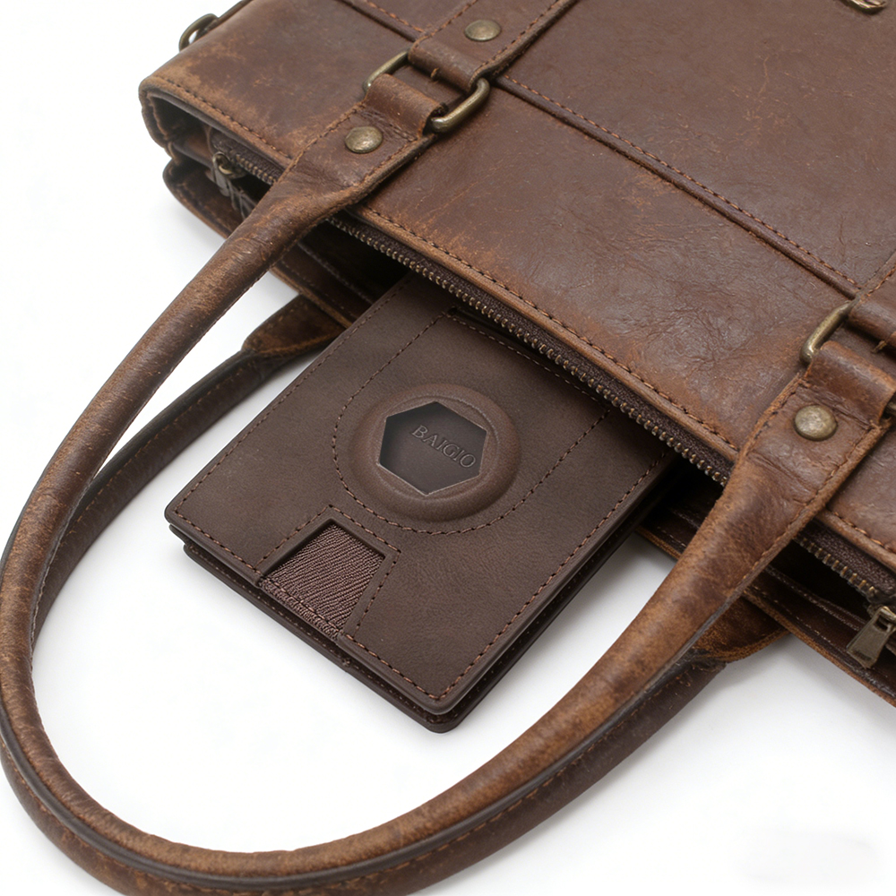 BAIGIO Minimalist Bifold Wallet, Slim Wallets including card holders with Integrated AirTag Slot, Stylish Credit Card Organizer for Office and Commuting