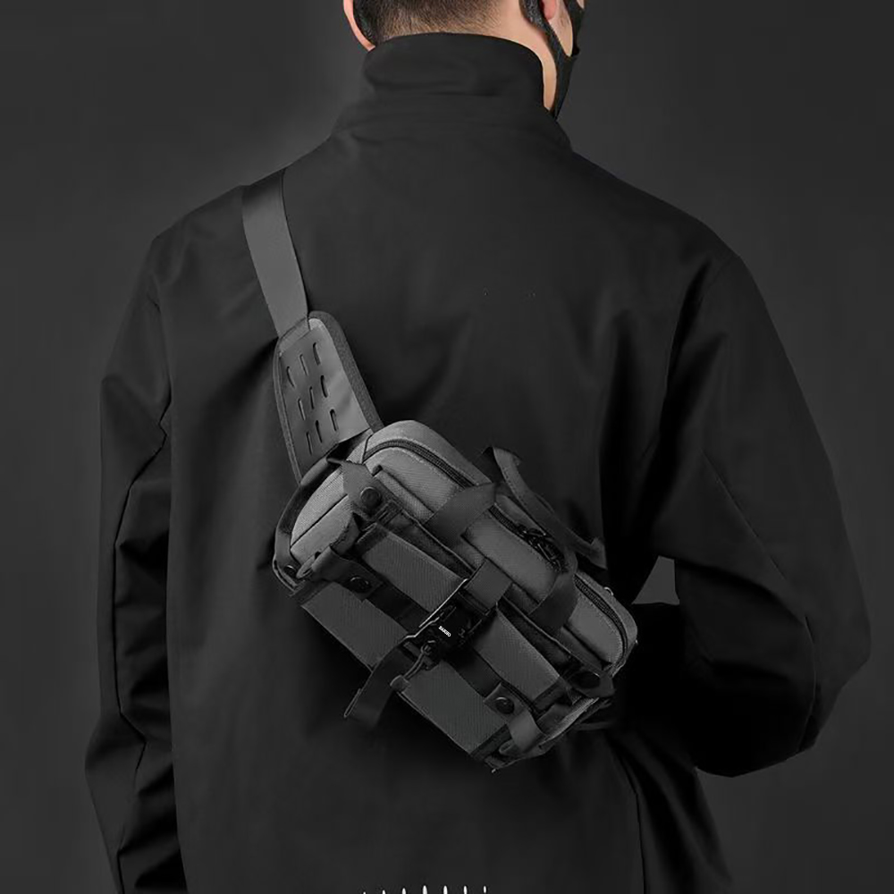 BAIGIO Bags for sports, Heavy Duty Running Waist Pack with Adjustable Belt, Crossbody Sling Bag for Cycling, Mountain Biking, Gym, and Fitness, Grey.