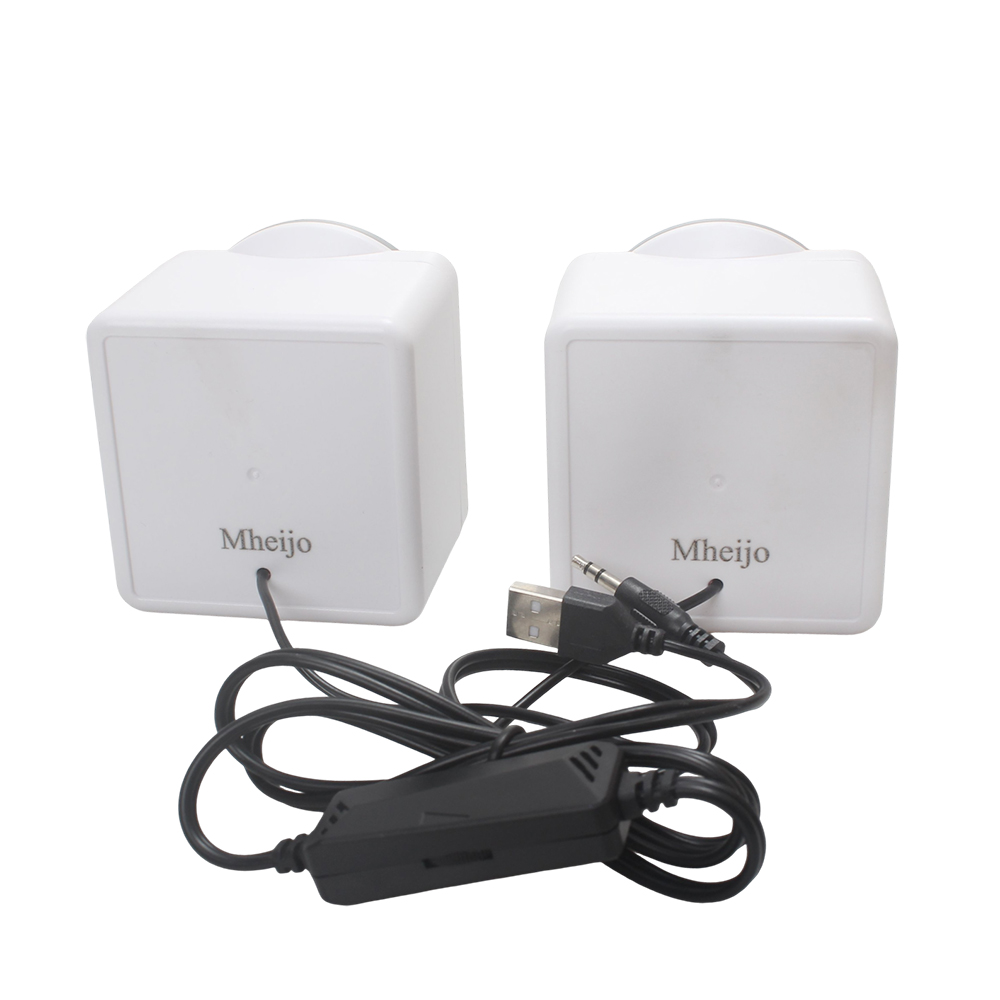 Mheijo Compact Multimedia Wired Loudspeakers, Mheijo Portable Cube Speakers for Laptop and Tablet, USB Powered 3.5mm Audio Jack for Travel and Small Workspace