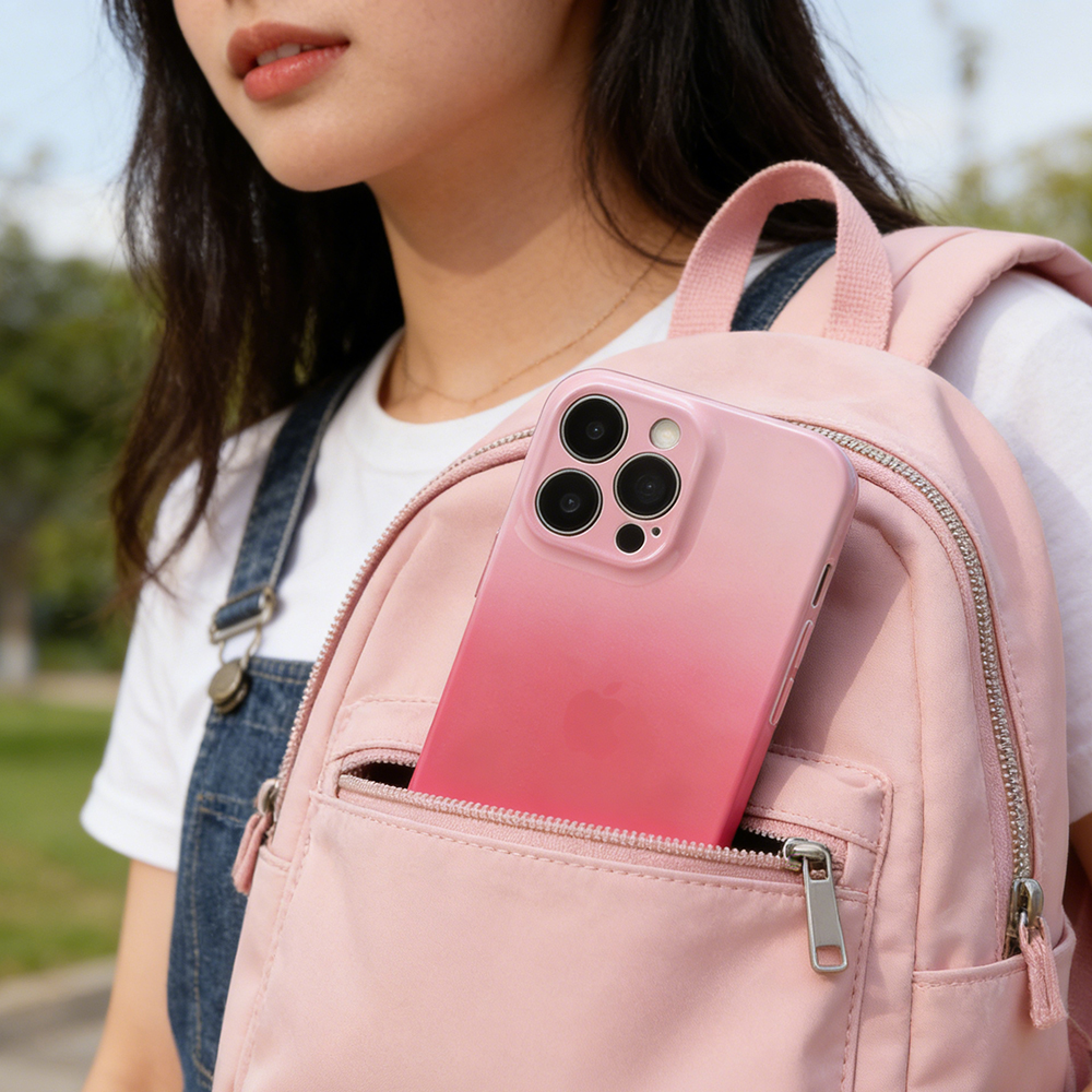 Mheijo iPhone 16 Pro Case Shockproof, Full Body Gradient Pink Protective Cases for smartphones, Durable Anti-Scratch Slim Cover for Travel and Outdoor Adventures