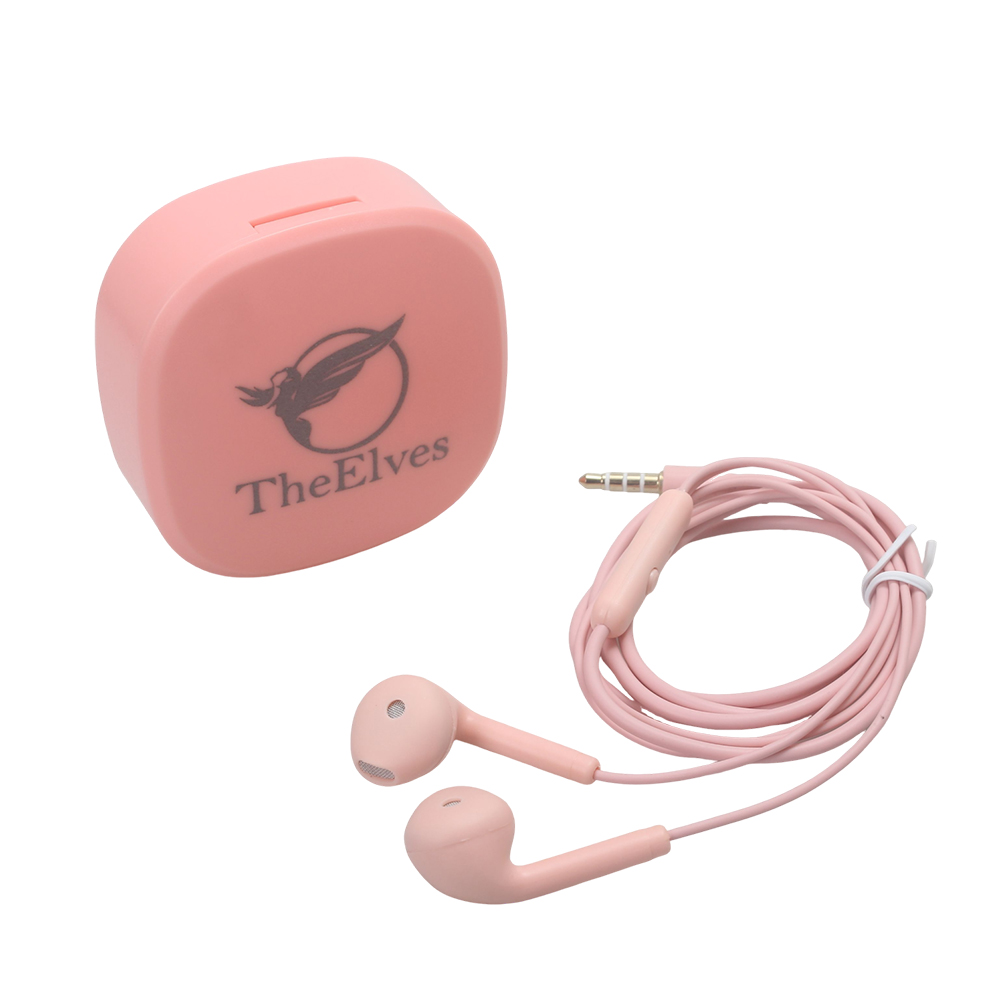 TheElves Wired Headphones with Microphone and Portable Storage Case, Pink In-Ear Earbuds with 3.5mm Jack for School, Travel, and Office Use TheElves Wired Headphones with Microphone and Portable Storage Case, Pink In-Ear Earbuds with 3.5mm Jack for School, Travel, and Office Use