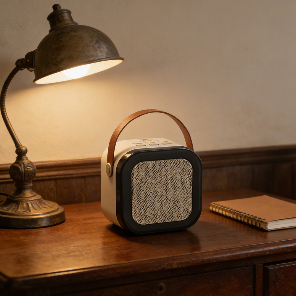 TheElves Portable Bluetooth Loudspeakers with Leather Handle, Mini Wireless Speaker for Outdoor Camping, Picnic, and Travel, Retro Rechargeable Soundbox