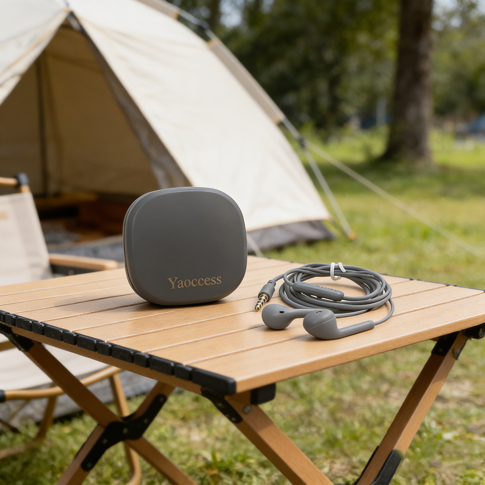 Yaoccess Wired Earphones for cellular telephones with Microphone and Portable Storage Case, Noise Isolating In-Ear Headphones for Commuting, Office, and Daily Music Listening.