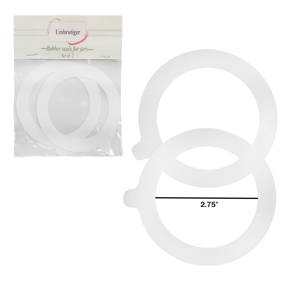 Umbrotiger Umbrotiger 2 Pack Rubber seals for jars, 2.75" Replacement Silicone Gaskets for Regular Mouth Mason Jars, Airtight Leakproof Seals for Food Storage and Canning