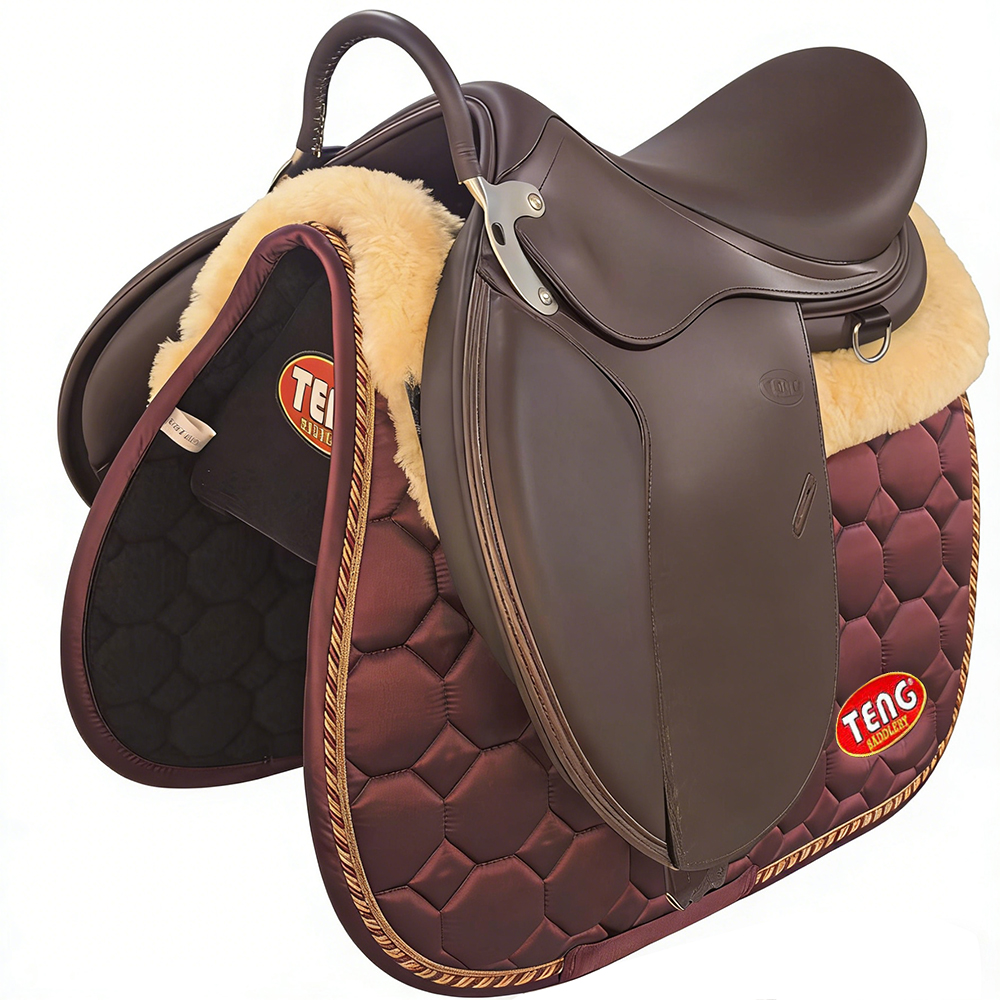 TENG Durable Lightweight Leather Riding Saddles, Comfortable English Horse Saddle for Equestrian Training, Show Events & Daily Riding