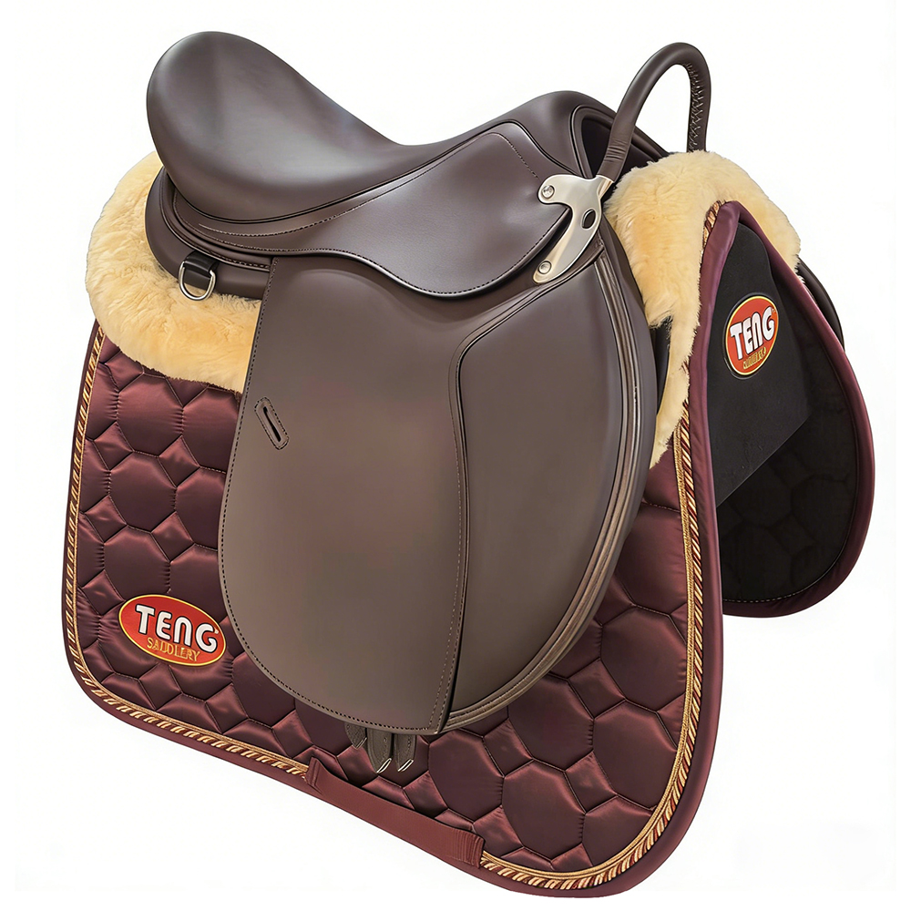 TENG Breathable English Saddle Pad with Moisture-Wicking Lining, Shock-Absorbing Pads for Horse Saddles for Daily Training, Schooling, and Equestrian Exercise