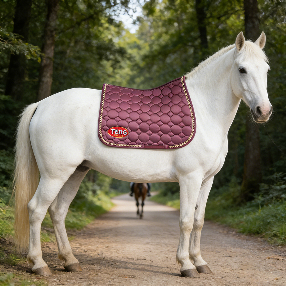 TENG Breathable English Saddle Pad with Moisture-Wicking Lining, Shock-Absorbing Pads for Horse Saddles for Daily Training, Schooling, and Equestrian Exercise