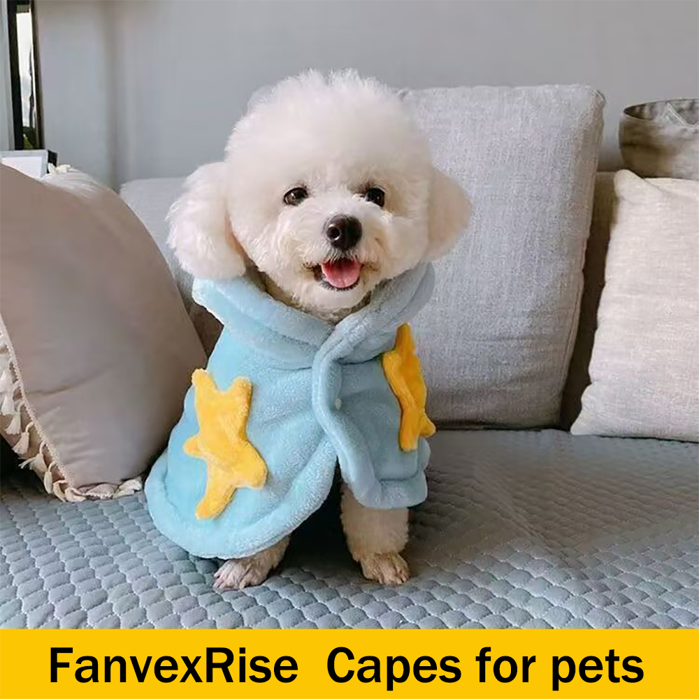 FanvexRise Cute Star Pattern Capes for Pets, Soft Flannel Pet Cape Hoodie, Warm Outfit for Small Medium Dogs Cats Cosplay & Photo Shoot Daily Wear