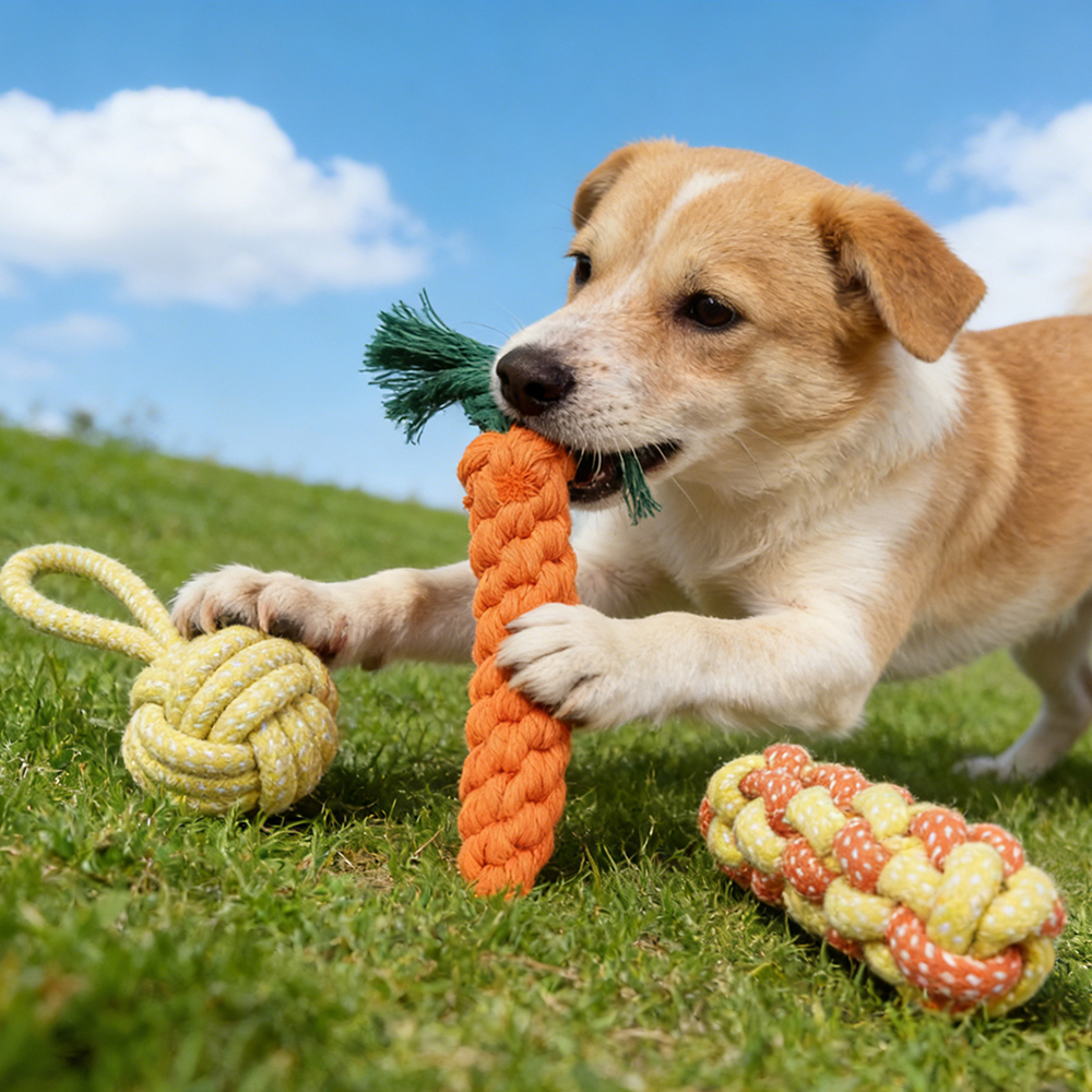 VetaCare 3 Pack Pet Rope Toys Set, Durable Knotted Rope Dog Chew Toys for Interactive Tug of War & Daily Training, Keeps Puppies Busy