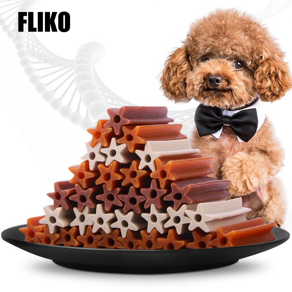 FLIKO Star-Shaped Dog Dental Chews, Edible food for animals for chewing and Teeth Cleaning, Grain-Free Pet Treats for Fresh Breath, Ideal for Daily Oral Hygiene at Home.