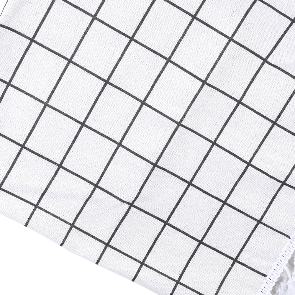 Lifaith Cotton Linen Tablecloth - Plaid Style Decorative Tablecloth Washable Table Cover for Home Dining, Wedding Banquets, Parties and More -White.