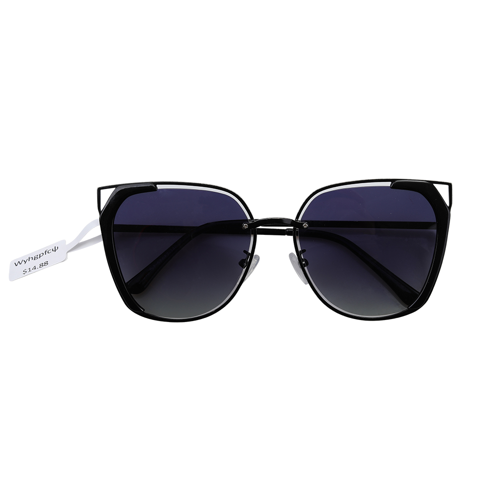 Women's Ultra-Light Metal Frame Cat-Ear Sunglasses (Black)