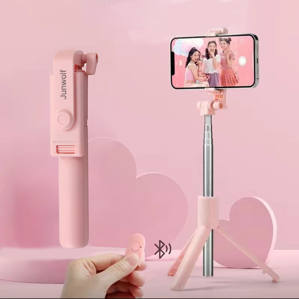 Junwolf cell phone monopod with Bluetooth Remote Shutter,Portable and Adjustable Mobile Phone Tripod Stand for Photography, Filming,Compatible with iPhone and Android.