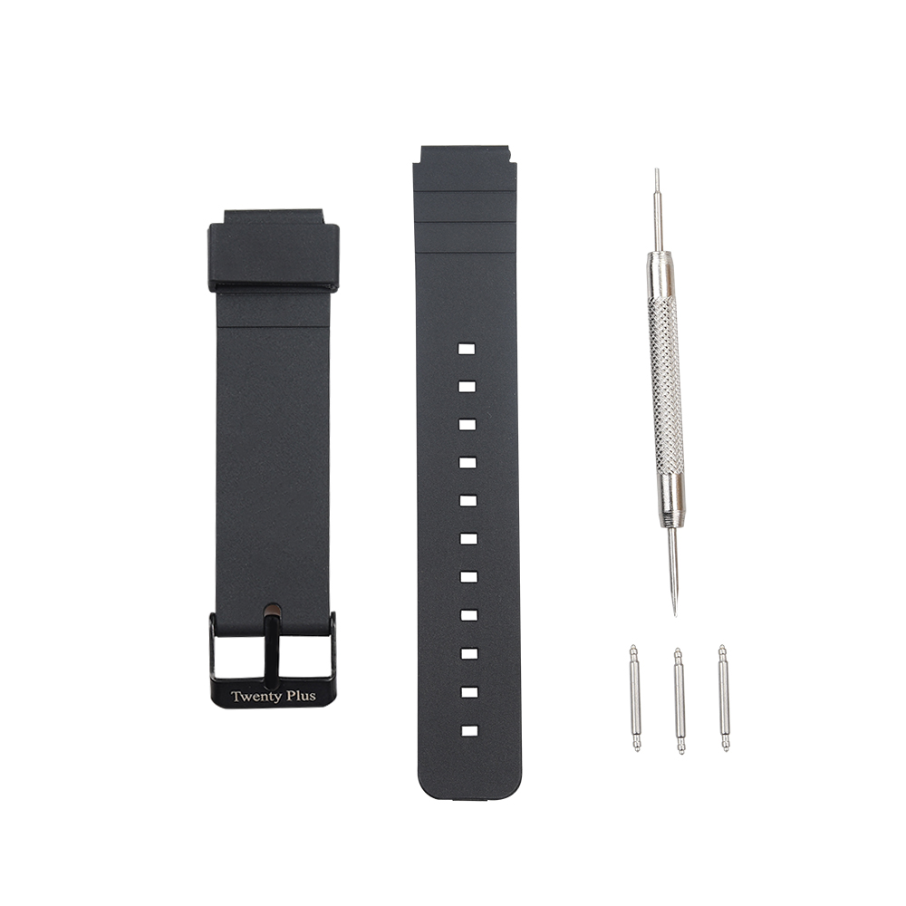 Twenty Plus 18mm Watch band,Black Silicone strap suitable for both men and women's watches ﻿